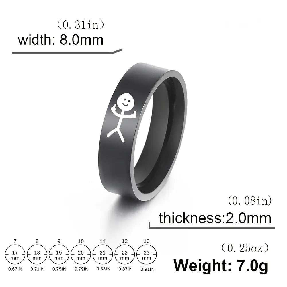 Dreamtimes Simple Trend Funny Middle Finger Stickman Ring Hip Hop Fuxk You Doodle Rings For Man Couple Party New Gifts Jewelry