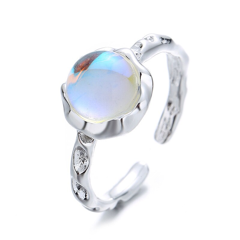 Opal Irregular Natural Stone Ring With White Opal Aesthetic Egirl Hollow Rings for Women Y2K Trendy Ring Creative Finger Jewelry
