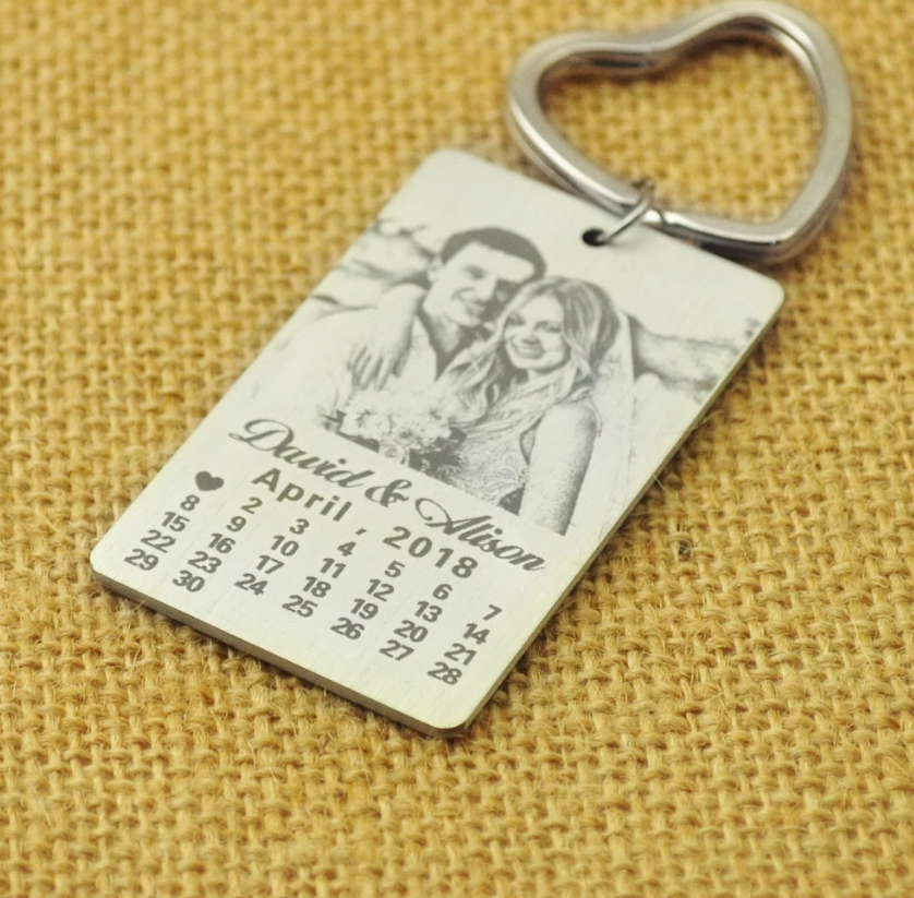 Custom Photo Calendar Keychain Best Anniversary Gift For Couple, Him/Her