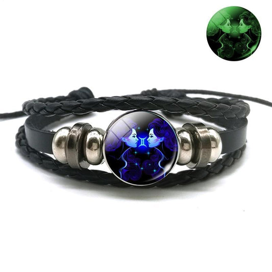 Luminous Zodiac Leather Bracelet