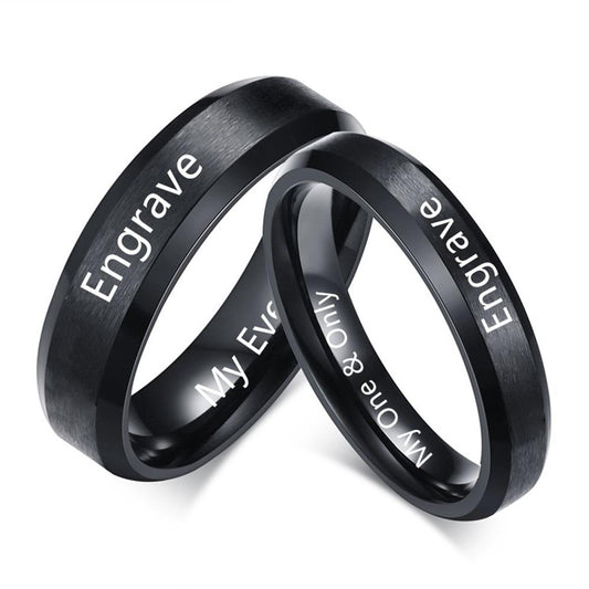 Black Personalized Couples Ring