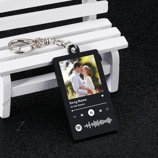 Custom Song Spotify Acrylic Keychain Personalized Photo Artist Music Code Album Cover Girlfriend Birthday Gift Couple Keyring